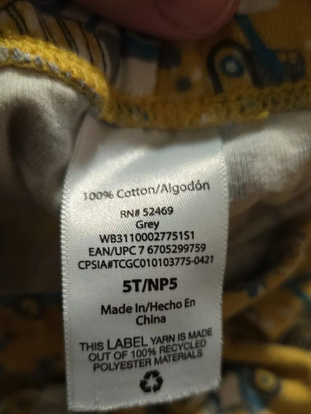 wonder nation Yellow & Gray Construction Raglan Pajama Set